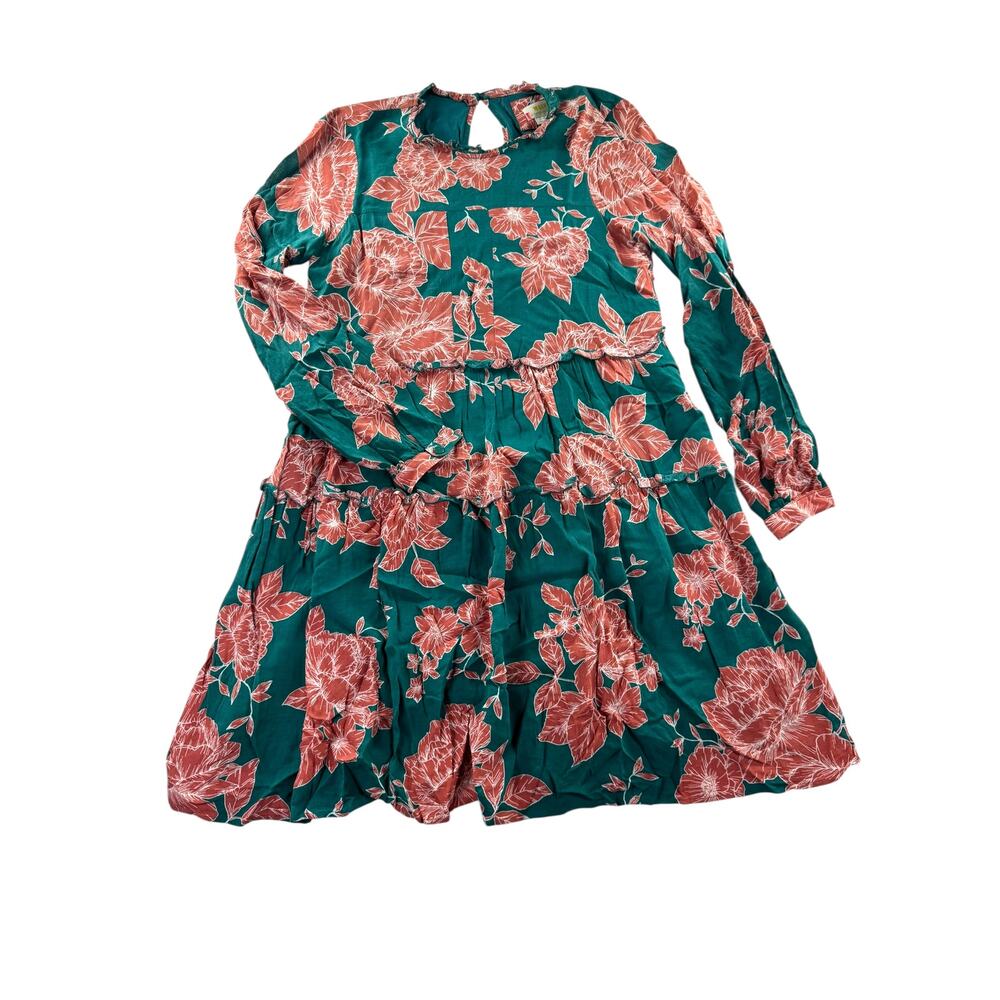 Maeve Esther Tiered Tunic Dress XS Floral Long Sleeve Romantic Ruffle Feminine